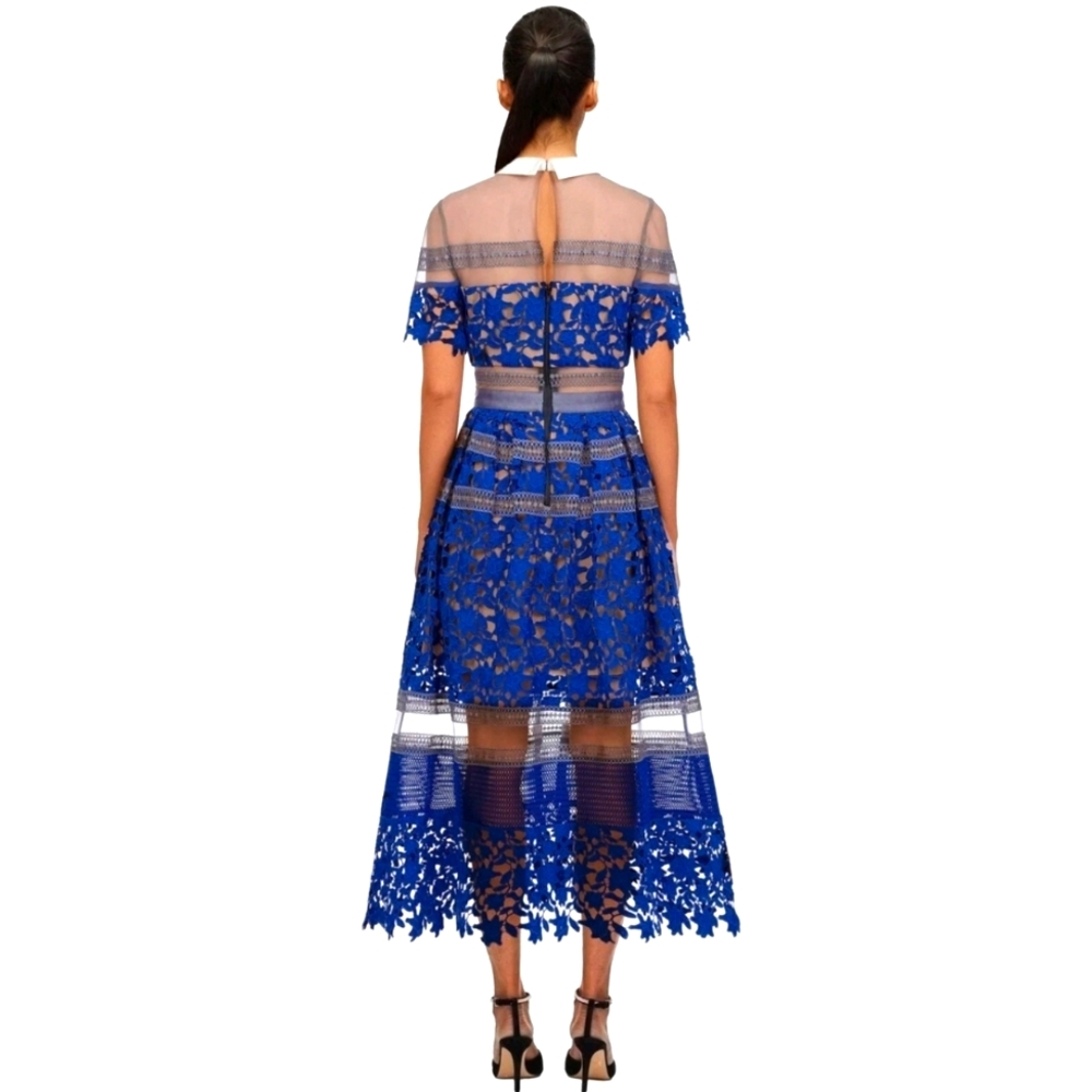 Self-Portrait Liliana Cobalt Blue Lace Dress - Picture 3 of 7